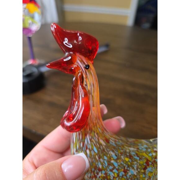 Hand Blown Art Glass Long Tail Rooster Figurine/Multicolored - Picture 15 of 16